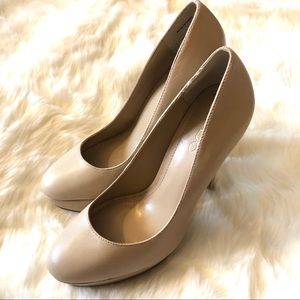 Aldo Leather Platform Heels in Nude